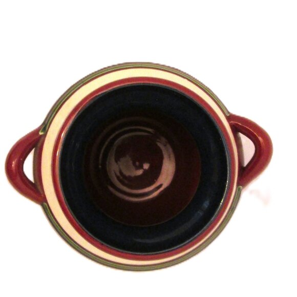 (5")Nittsjo Scandinavian navy reddish lime Art pottery small flower pot vase Swe - Picture 8 of 8